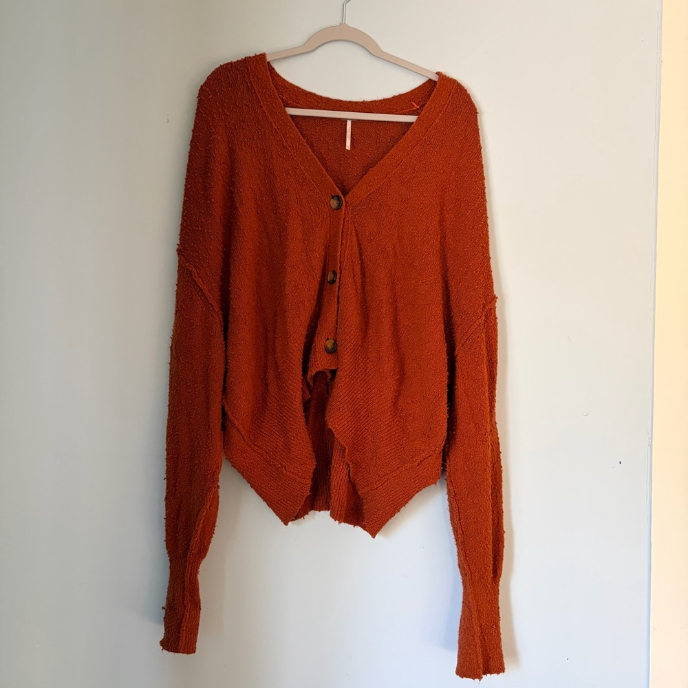 Free People Rust Button-Up Cardigan